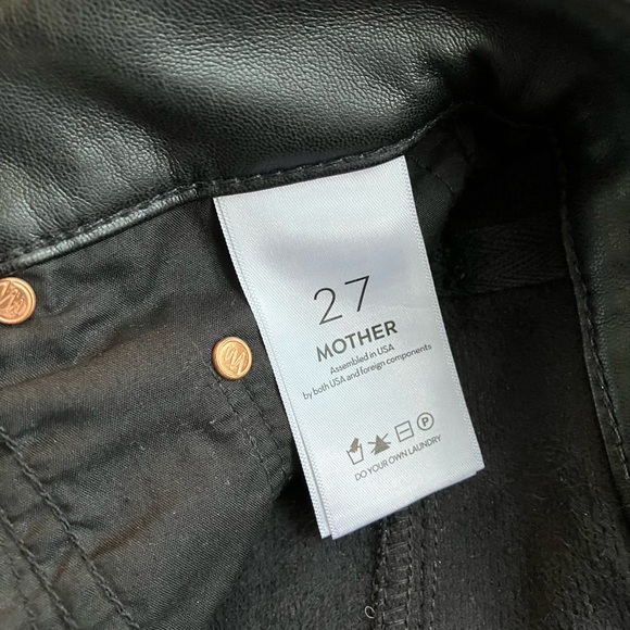 Mother Faux Leather High-Waisted Rider Ankle Women’s Size 27 Black Cropped Pants - Picture 12 of 16